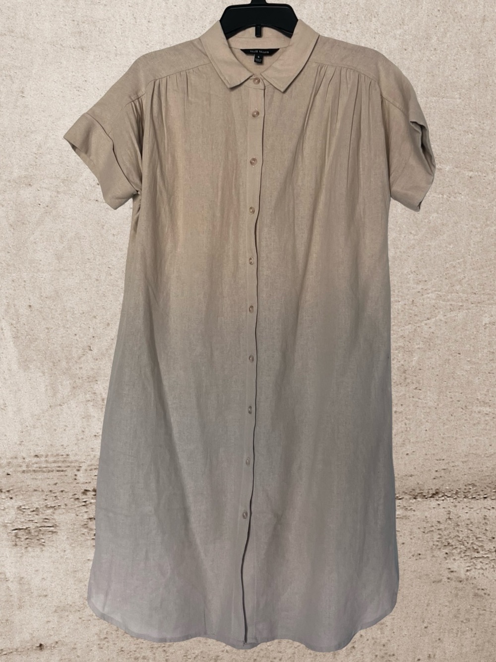 Light Taupe Button-Front Shirt Dress